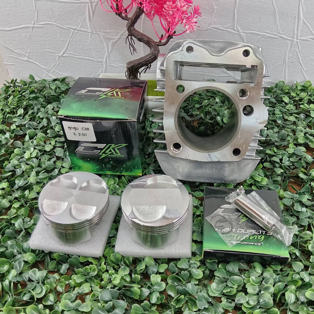 ชุดเสื้อลูกสูบ W125/66มิล ลูกCK CBR 66มิลสลัก15 พร้อมปาดหัวหลบวาล์ว 2วาล์ว 4วาล์ว ใสW125