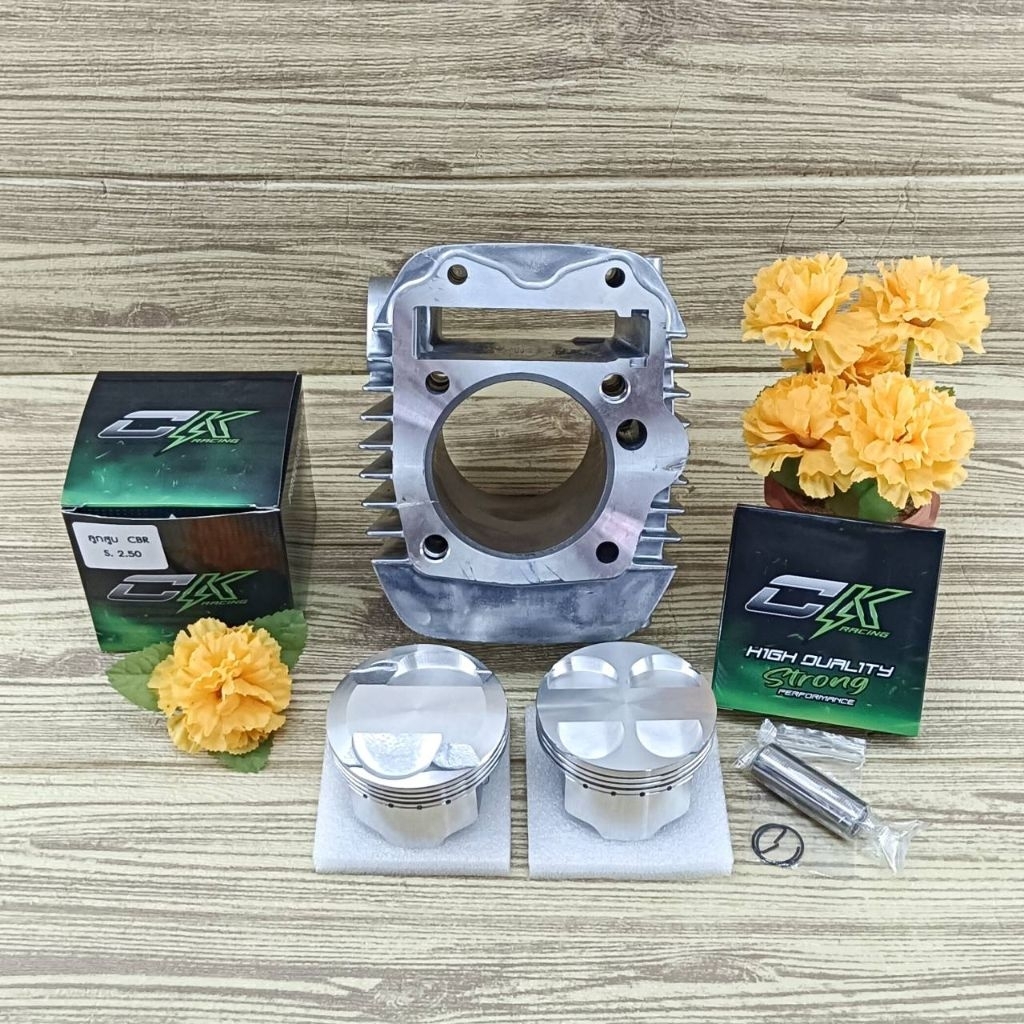 ชุดเสื้อลูกสูบ W125/66มิล ลูกCK CBR 66มิลสลัก15 พร้อมปาดหัวหลบวาล์ว 2วาล์ว 4วาล์ว ใส่W125