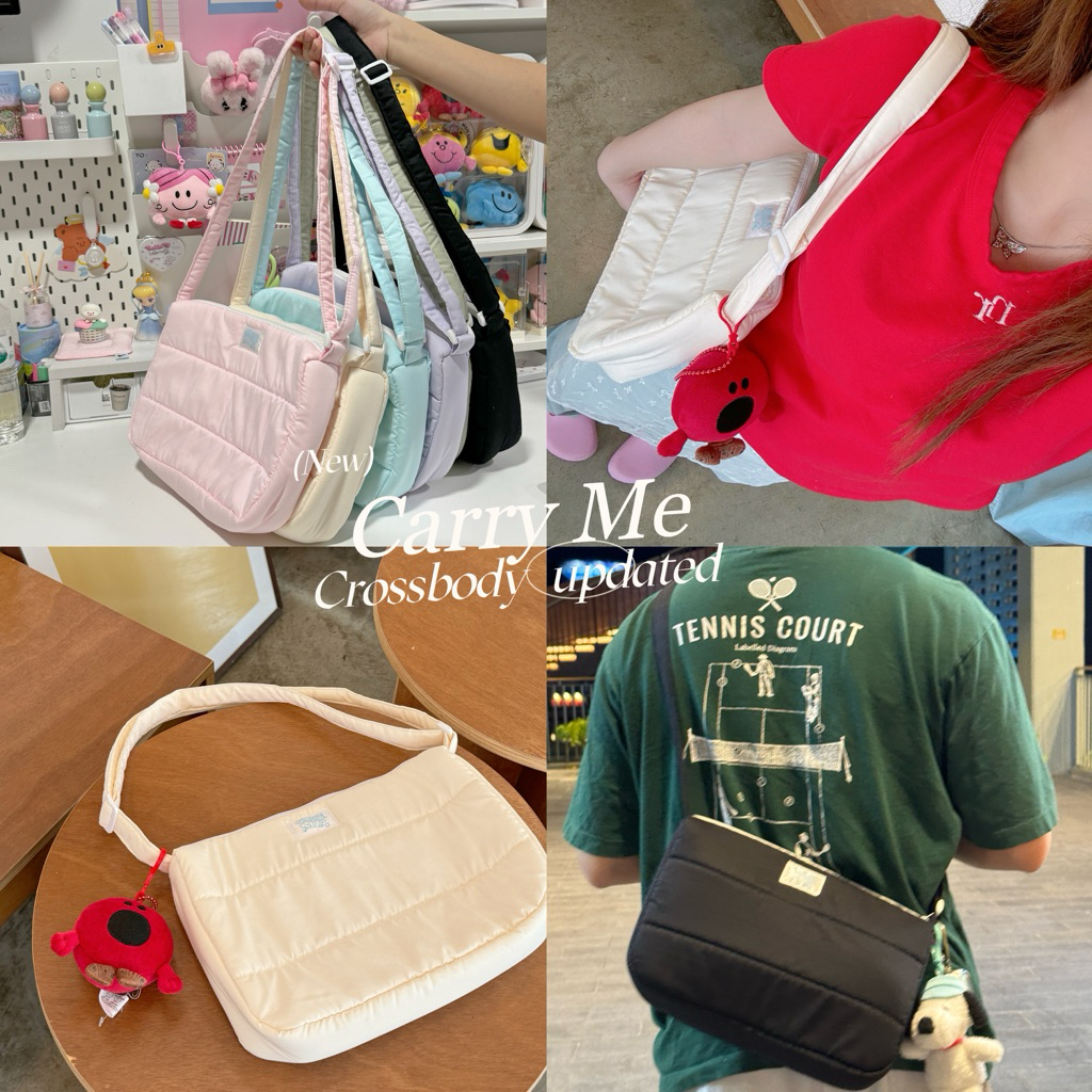 CarryMe🥣Cross Bodyพร้อมส่งกระเป๋าปุ๊กปิ๊กแบบใหม่ ใส่ไอแพดได้ มีสายเลื่อนปรับได้มีซัปมีช่องแถมซิลิโคน