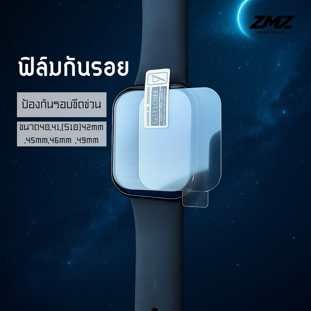 ZMZ-ฟิล์มกันรอย ใช้กับsmart watch 40,41,(S10)42mm ,45mm,46mm ,49mm ใช้กับSmart watch (ไม่รวมนาฬิกา)