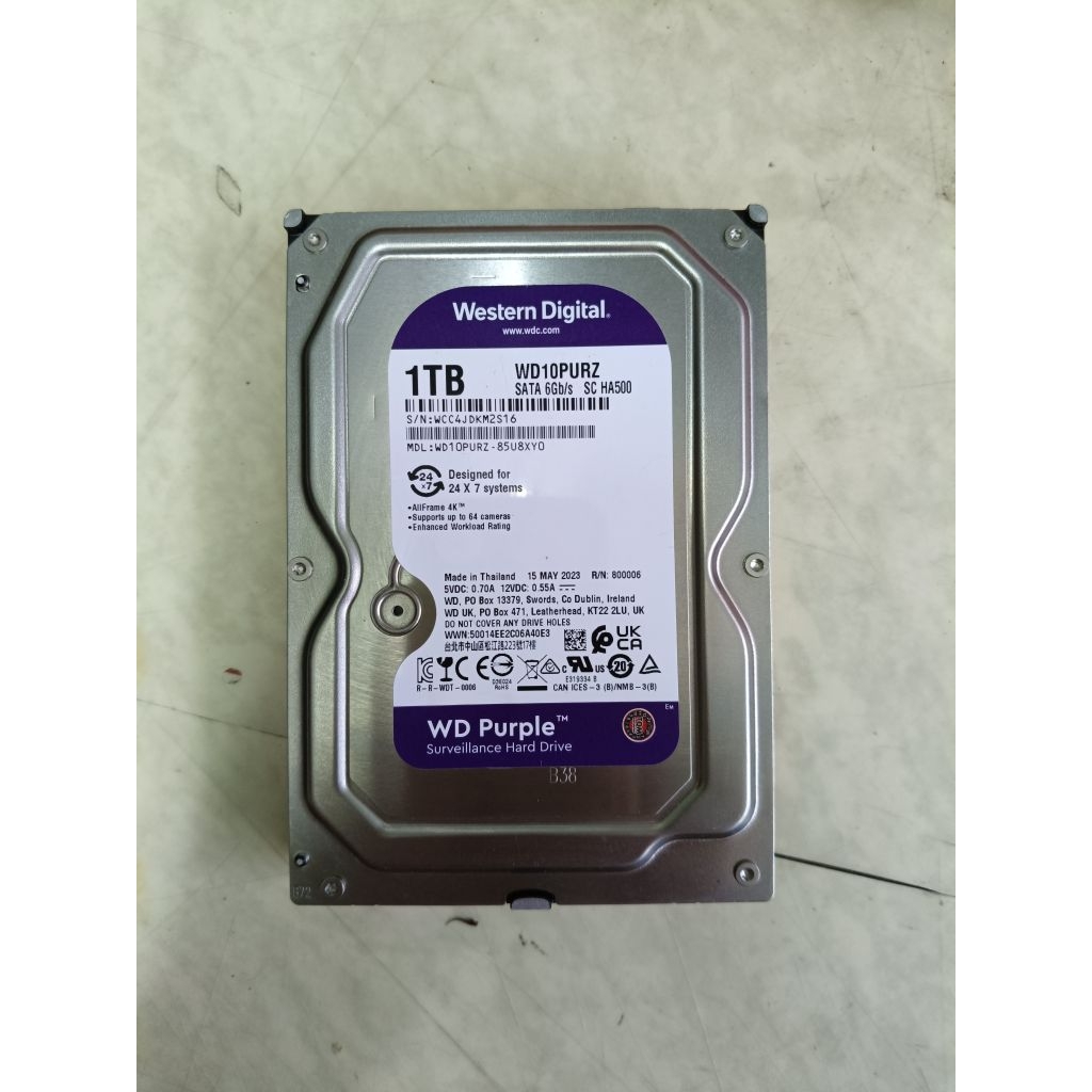 HDD Brand Western Wd Purple (สีม่วง) ใช้กับกล้องวงจรปิดและ CCTV ความจุ 1TB / 2TB / 3TB / 4TB / 6TB /