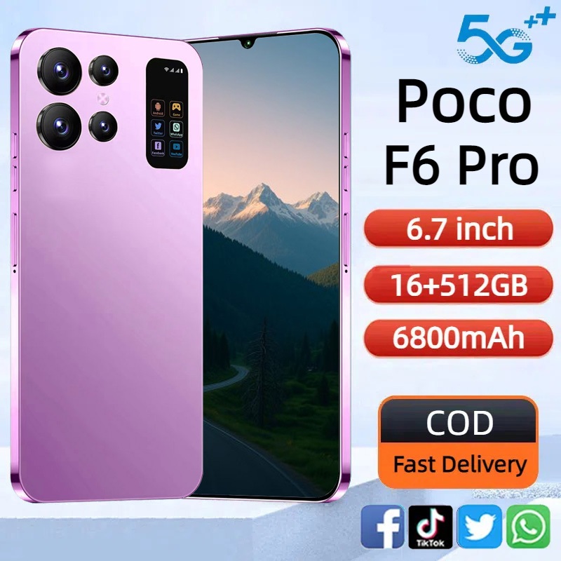 สมาร์ทโฟน P0C0 F6 Pro 6.7 นิ้ว 16GB+512GB Android ราคาถูก โทรศัพท์ เรียนรู้โทรศัพท์ รับประกัน 1 ปี C