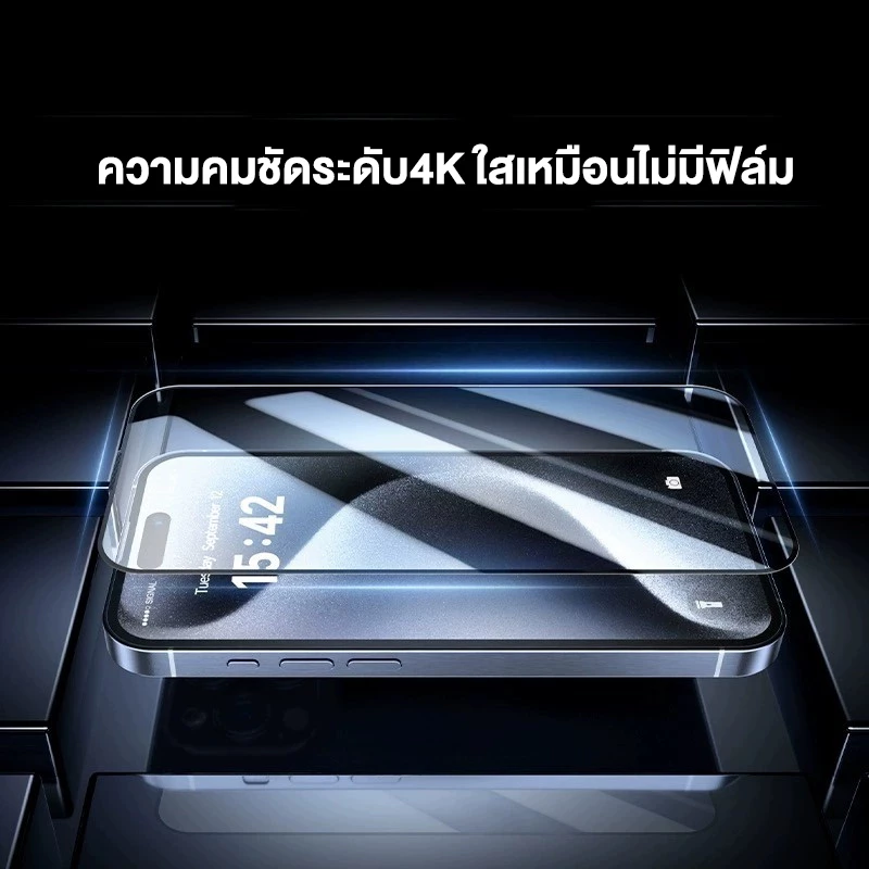 ทำความสะอาดฝุ่นโดยอัตโนมัติ ฟิล์มกระจก iphone สำหรับ11 15 14promax ติดง่าย แบบเต็มจอ HD 13/12/15plus/8/7plus/XR 16 17 thumbnail 8