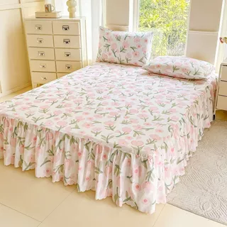 Lowest Price👉️กันไรฝุ่น ผ้าปูที่นอน 3.5/5/6/6.5ฟุต ปกป้องเตียงจากฝุ่น เป็นมิตรกับผิวและระบายอากาศได้ดี สไตล์กระโปรงเตียง