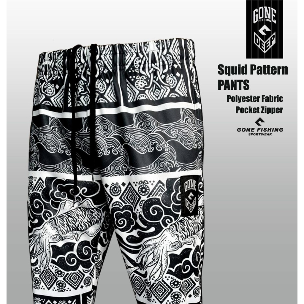 กางเกงผ้าวอร์มลายปลาหมึก