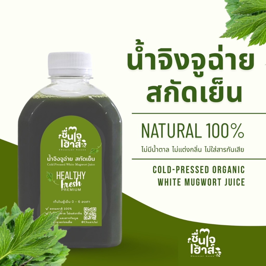 จัดส่งไว⚡️ น้ำจิงจูฉ่าย สกัดเย็น 100% ออร์แกนิค (Cold-Pressed Organic White Mugwort Juice) - By ชื่นใจเฮ้าส์