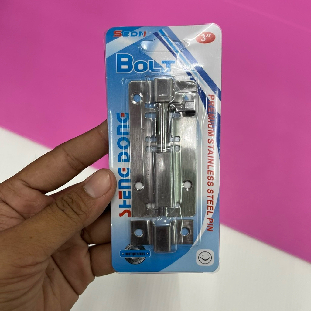 (12 ชิ้น ) No.1337 กลอนประตู  กลอนประตูสแตนเลส ผลิตจากวัสดุอย่างดี ยี่ห้อ SEDN ขนาด 3 นิ้ว ได้ 12 ชิ