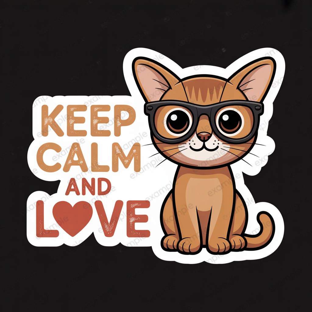 สติ๊กเกอร์ติดรถยนต์ ป้ายแม่เหล็กติดรถ ป้ายดูดกระจก แมว Cat Keep Calm  and Love อะบิสซิเนียน Abyssini