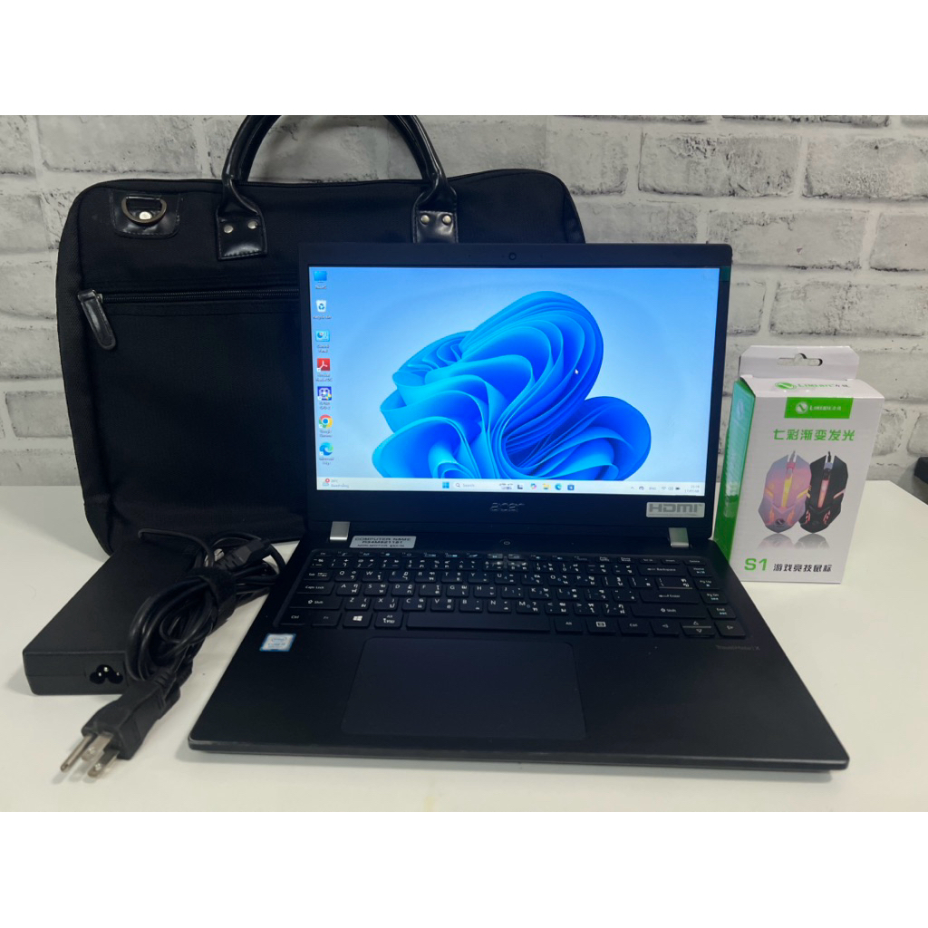 โน๊ตบุ๊คมือสอง Acer TravelMateI X3410 i5 gen8 แรม 8gb ssd 256gb+hhd 1000gb (จอ 14 นิ้ว slim )สินค้าม