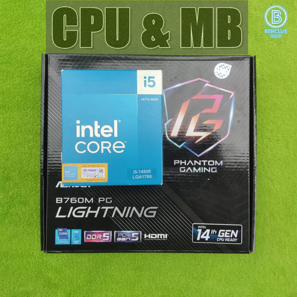cpu i5 14500 & mb asrock b760m pg lightning ddr5 ประกัน 10-11/2027 สินค้ามือสอง