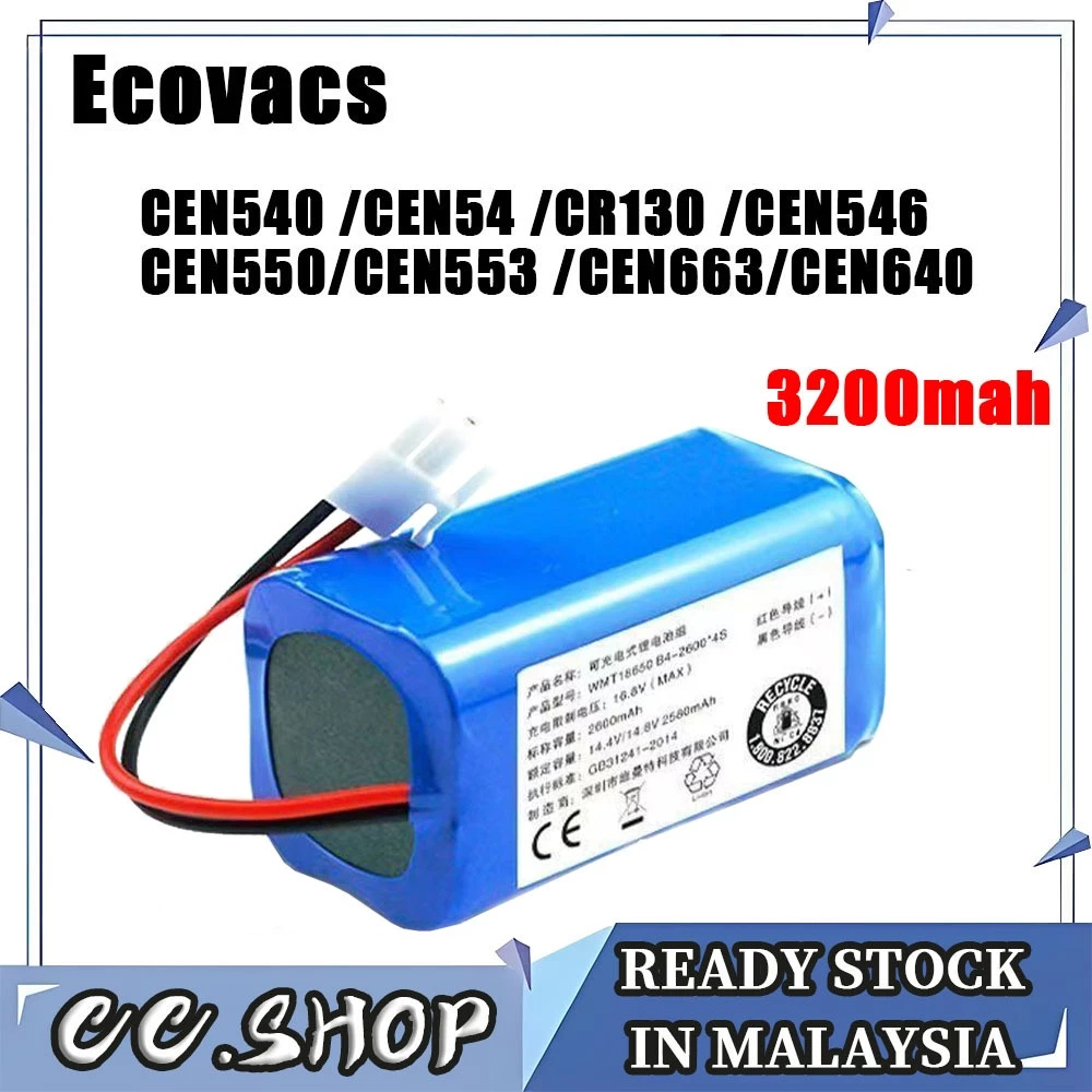 Fitter Ecovacs CEN540 CEN54 CR130 CEN546 CEN550 CEN553 CEN663 CEN640 CEN665 DG800 9800mah replacemen