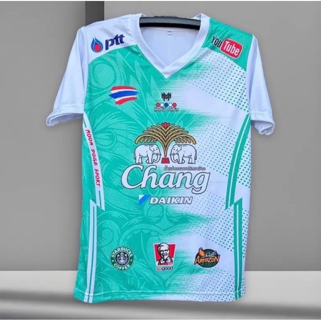 พิมลายสีมิ้น ลายช้าง  เสื้อกีฬา ส่งจากในไทยถึงเร็ว