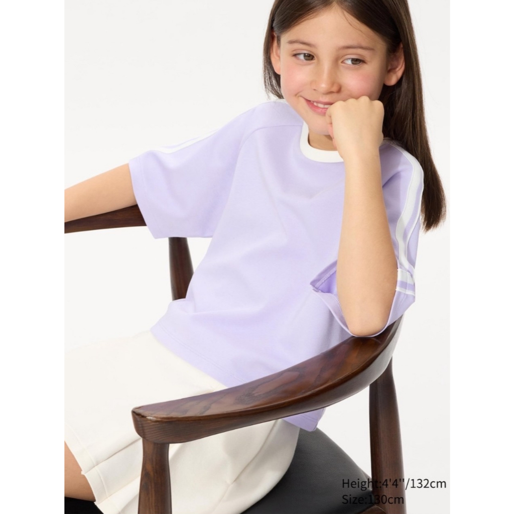 Uniqlo เสื้อ GIRLS เสื้อยืด AIRism คอตตอน คอกลม ของแท้ ใหม่ พร้อมส่ง