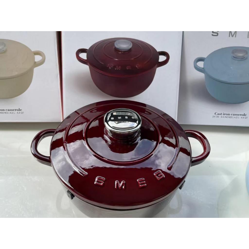 SMEG หม้อเคลือบ 24ซม. หม้อสตูว์ หม้อสตูว์  หม้อ หม้อต้มญี่ปุ่น หม้อต้ม กระทะ หม้อต้มมาม่Italian SMEG Enamel Pot Stew Pot - รูปที่ 4