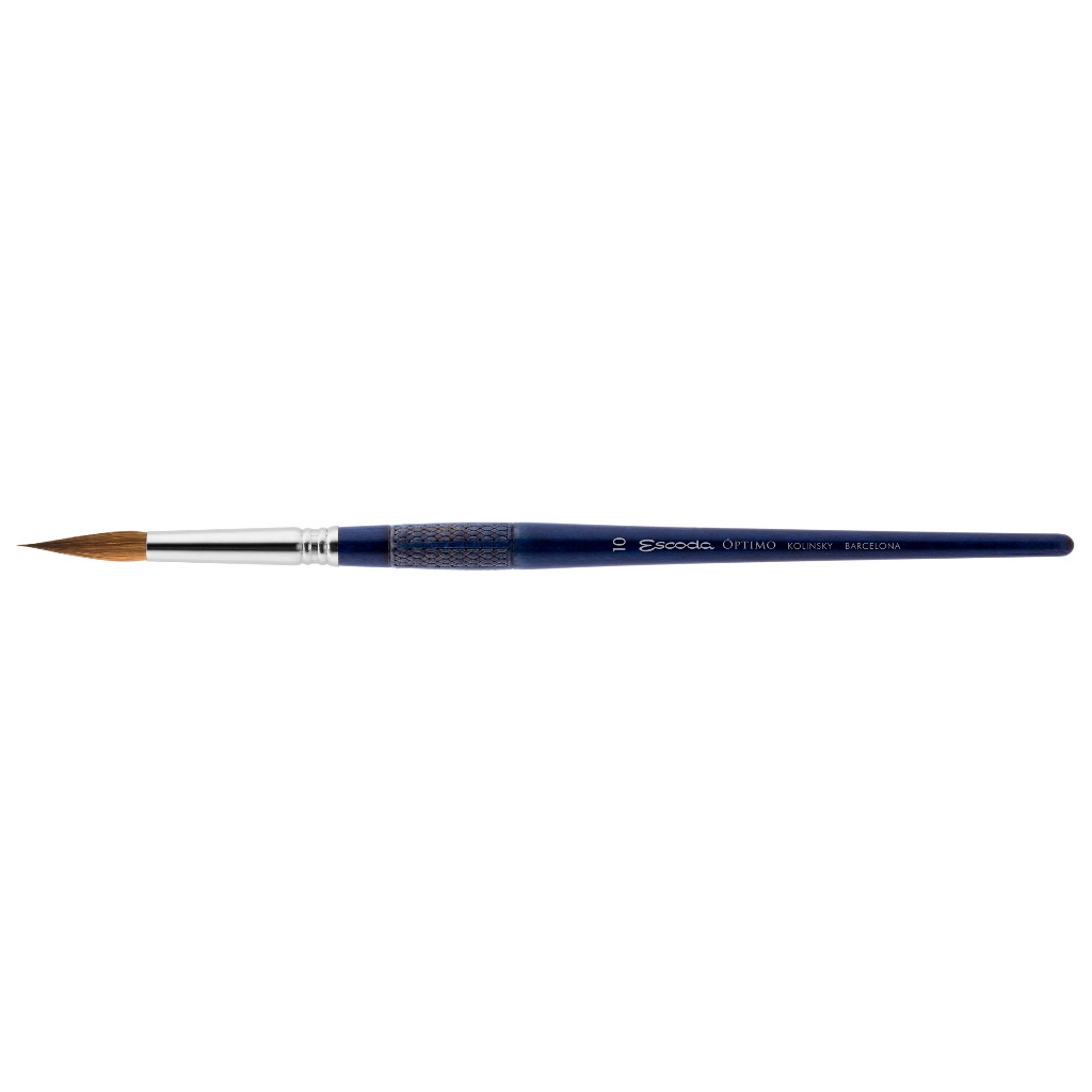 Escoda พู่กันสีน้ำ สีอคิลิค สีน้ำมัน หัวกลม ขนโคลินสกี้  OPTIMO ROUND POINTED KOLINSKY [1210] รุ่นด้ามมีลายสลัก