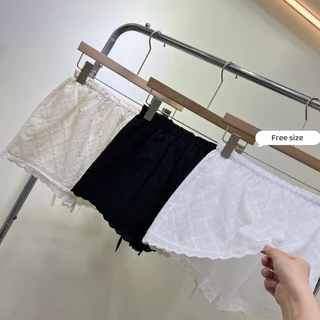 Gang_jeans#2382(K)กระโปรงลูกไม้ ลายฉลุ แต่งกระดุม เอวฟรีไซส์