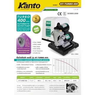 ปั๊มน้ำอัตโนมัติ KANTO (แคนโต้) รุ่น TURBO (รุ่นฝาครอบ) 400 / 420 / 450 และTURBO (ไม่ฝาครอบ) 350 / 380วัตต์