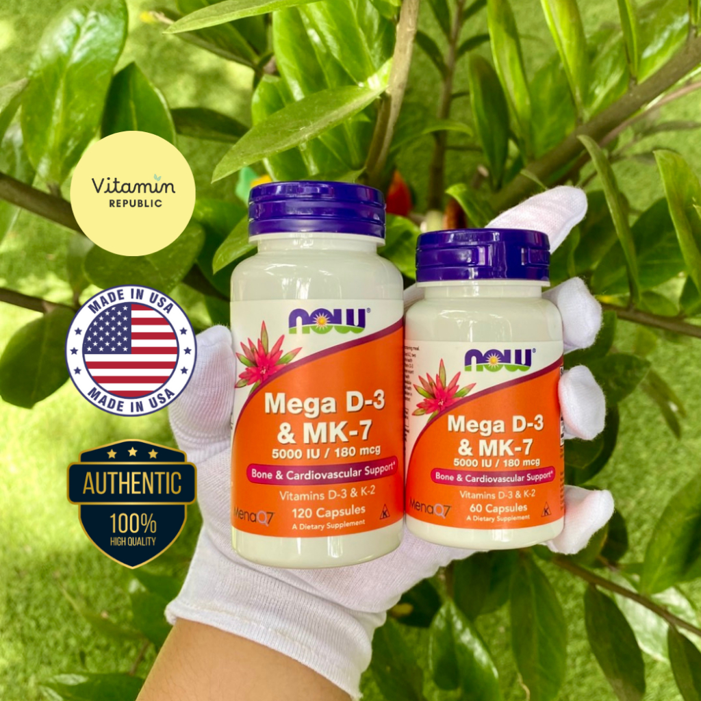 Mega D-3 & MK-7 (60 - 120 capsules) by NOW Foods , D-3 5000 IU | MK-7 180 mcg วิตามินดี วิตามินเค