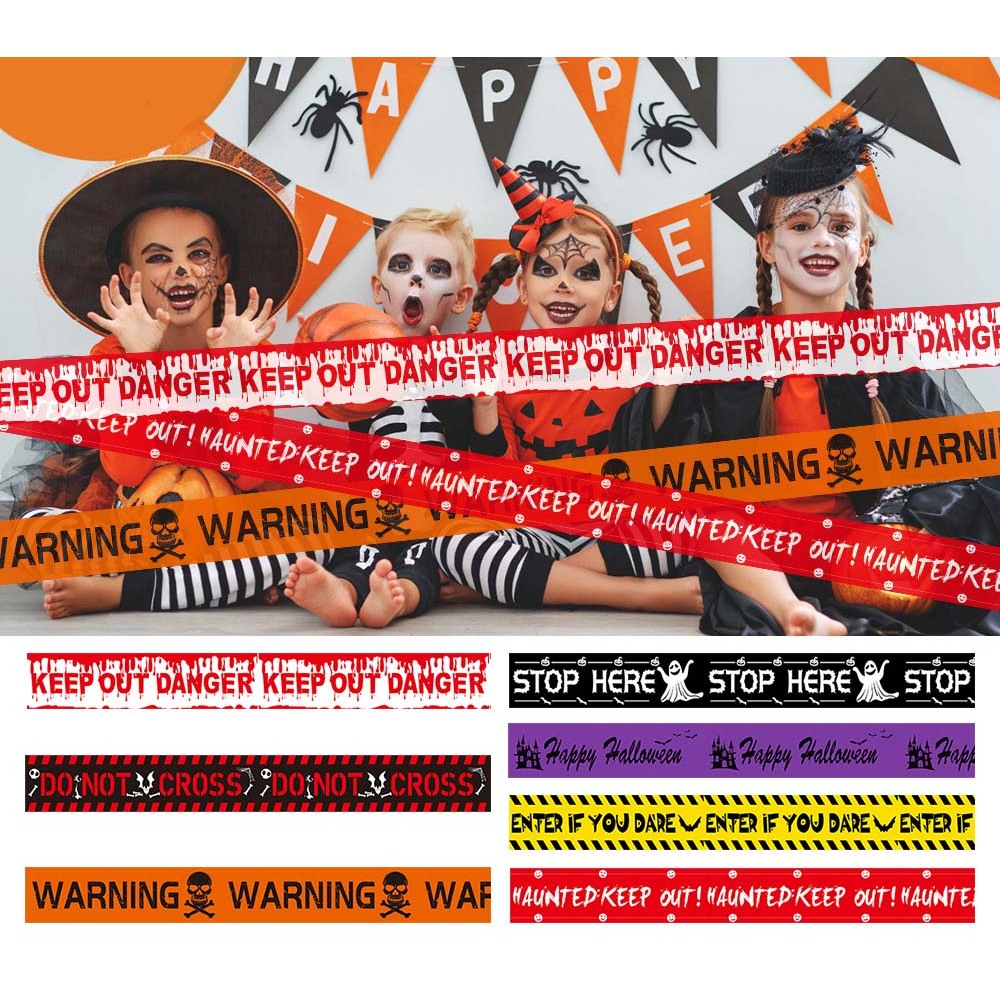 เทปตกแต่งฮาโลวีน Halloween Warning Tape ป้ายเตือนห้ามเข้า Caution Tape อุปกรณ์ตกแต่งงานปาร์ตี้ธีมหลอ