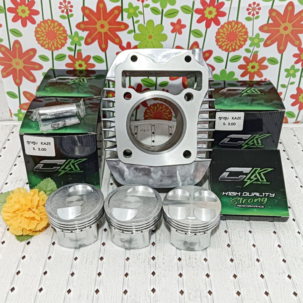 เสื้อลูกสูบ W125i, MSX/KZY ลูกคาเซ่ CK 56,57,59 มิล สลัก 13 พร้อมหลบวาล์ว 2 วาล์ว 4 วาล์ว