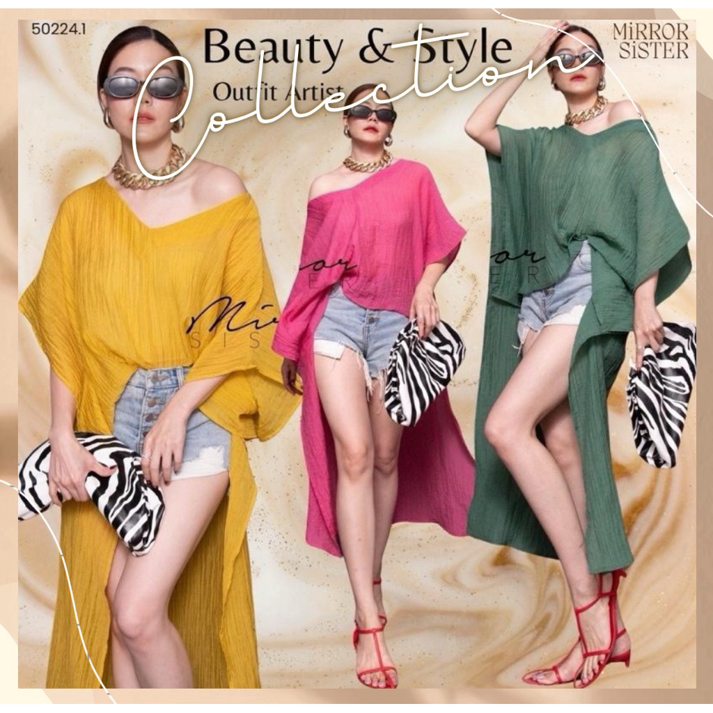 Mirrorsister 50224.1 เนื้อผ้าบางเบา มีเท็กซ์เจอร์สวย APPLECLOSET