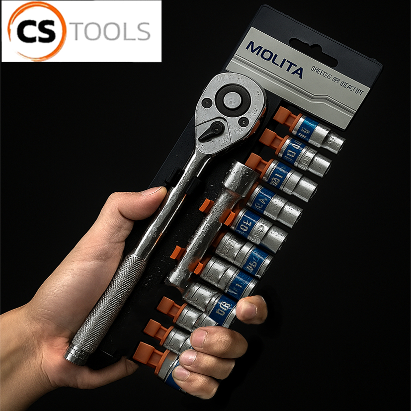MOLITA TOOLS ชุดเครื่องมือ ประแจ ชุดบล็อก 12 ชิ้น ขนาด 1/2 (4หุน)