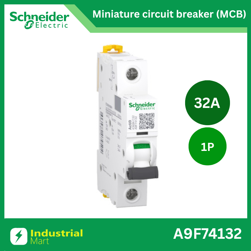 Schneider A9F74132 MCBActi9 iC60N C-Curve,400VAC,1P 32A 10kA