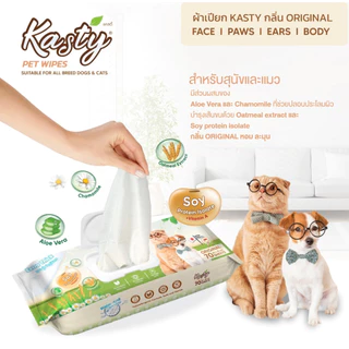 Kasty Pet Wipes ผ้าเปียกเช็ดทำความสะอาด สำหรับสุนัขและแมว ขนาดแผ่น 24 x 22 ซม. (70 แผ่น/ แพ็ค)