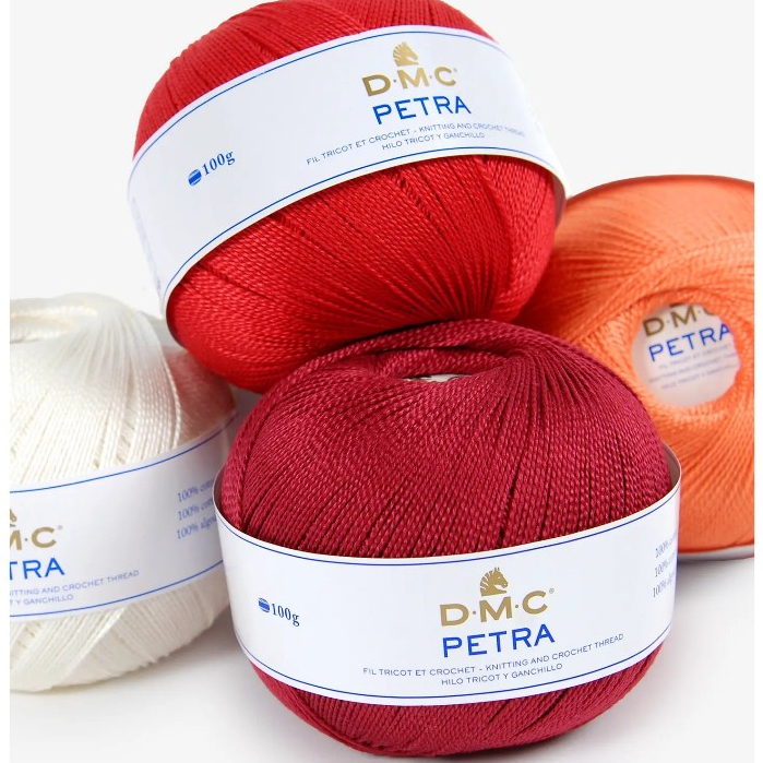 DMC Petra no.5 ไหมถักคุณภาพสูง คอตตอนแท้ Mercerized เส้นเงา ไม่เป็นขุย จากฝรั่งเศส 🇫🇷