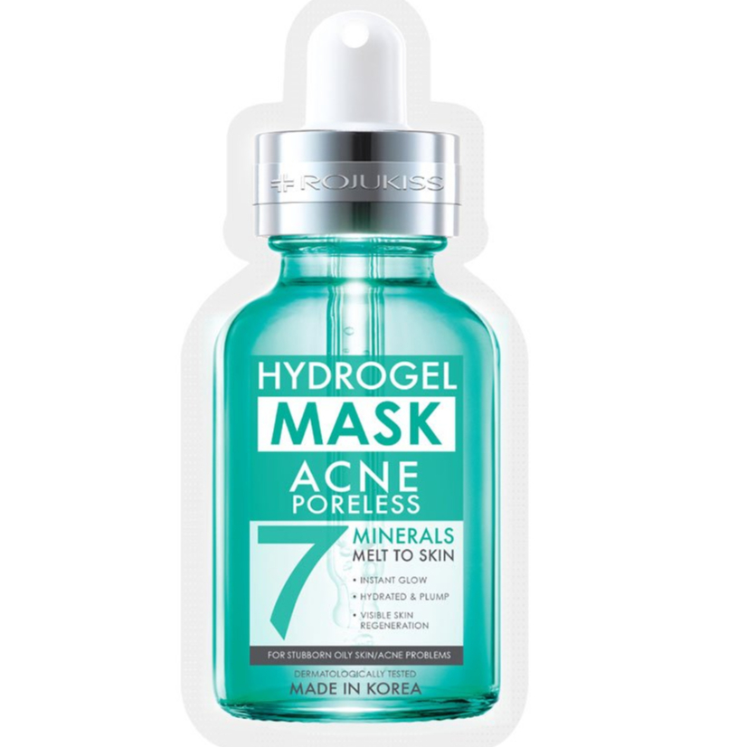 (12ชิ้น/กล่อง) Rojukiss Acne Poreless Hydrogel Mineral Mask 7 โรจูคิส แอคเน่ พอร์เลส มาส์ก [5364]