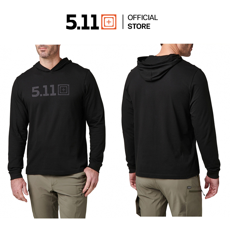 5.11 Tactical - Hooded Long Sleeve Tee เสื้อฮู้ดผู้ชาย แขนยาว หมึกพิมพ์คุณภาพ ป้องกัน UV กันแดด Official Store