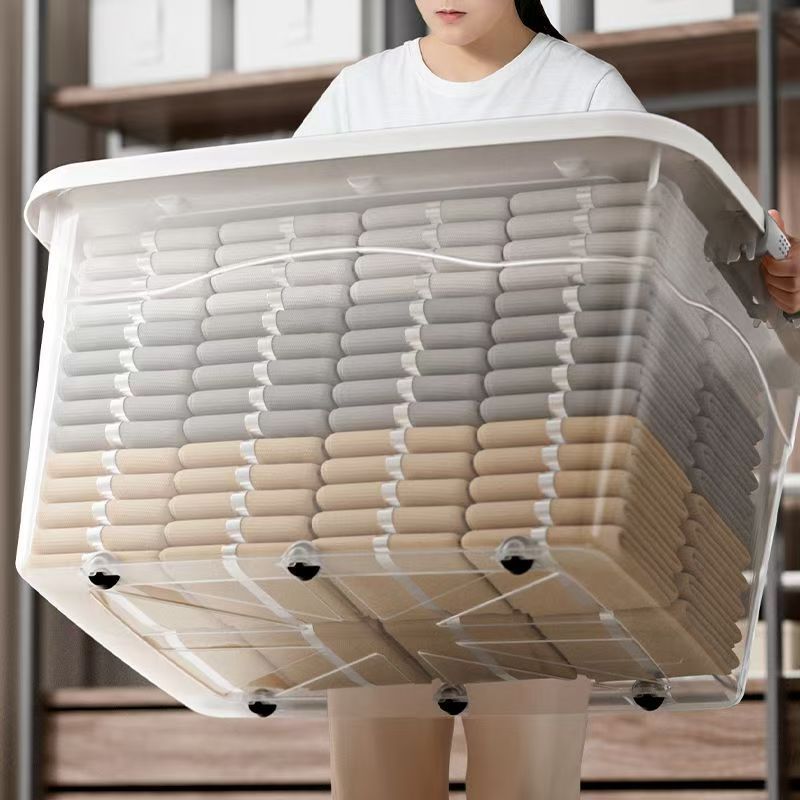 Leer กล่องพลาสติก กล่องเก็บของ 70/110/310/410 ลิตร มีล้อ สีโปร่งใส ใช้เก็บของ เก็บเสื้อผ้า แบบอเนกประสงค์