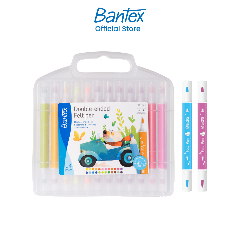 Bantex ปากกาเมจิก 2 หัว ปากกาอะคริลิค 12 / 24สี สีสวย เป็นธรรมชาติ สำหรับงานศิลปะสำนักงาน Marker pen