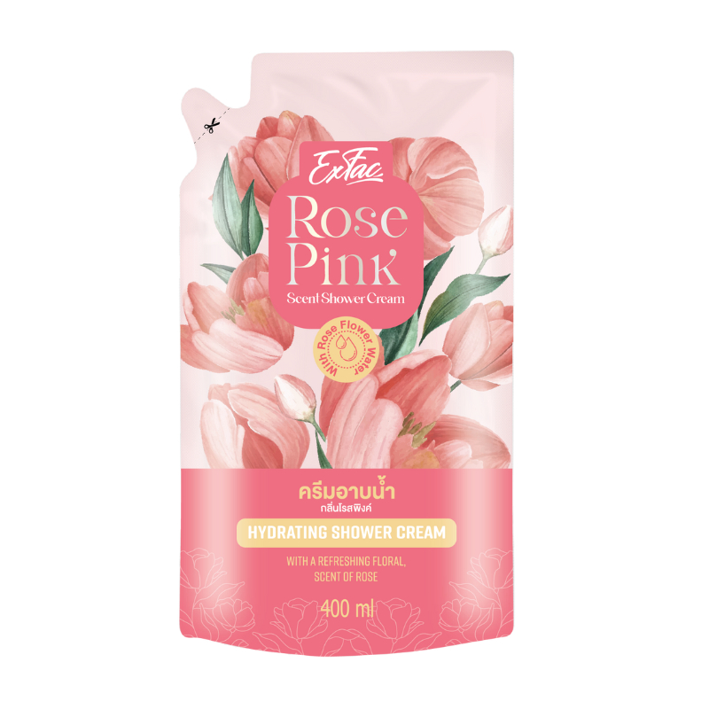 EXFAC Rose Pink Scent Shower Cream Refill 400ml