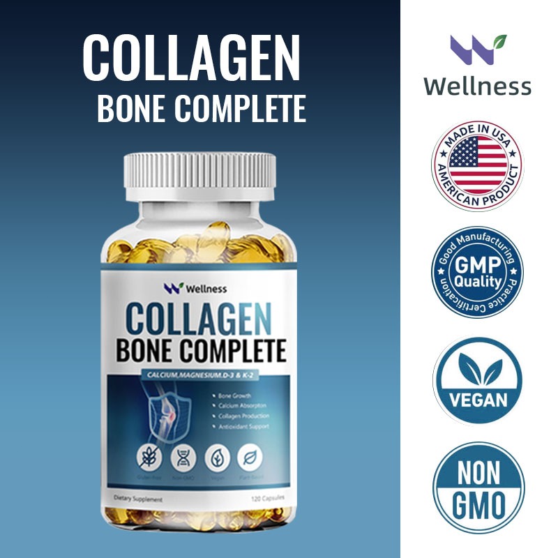 Wellness Collagen Bone Complete With Calcium,Magnesium D3 K2 การเจริญเติบโตของกระดูกและการดูดซึมแคลเซียม