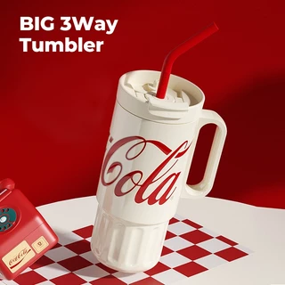 COCA COLA กระบอกน้ำเก็บอุณหภูมิ แก้วขนาดใหญ่เก็บความเย็น พร้อมหลอด แก้วของขวัญ ทำจากสแตนเลส 316 แก้วน้ำ 1200ml
