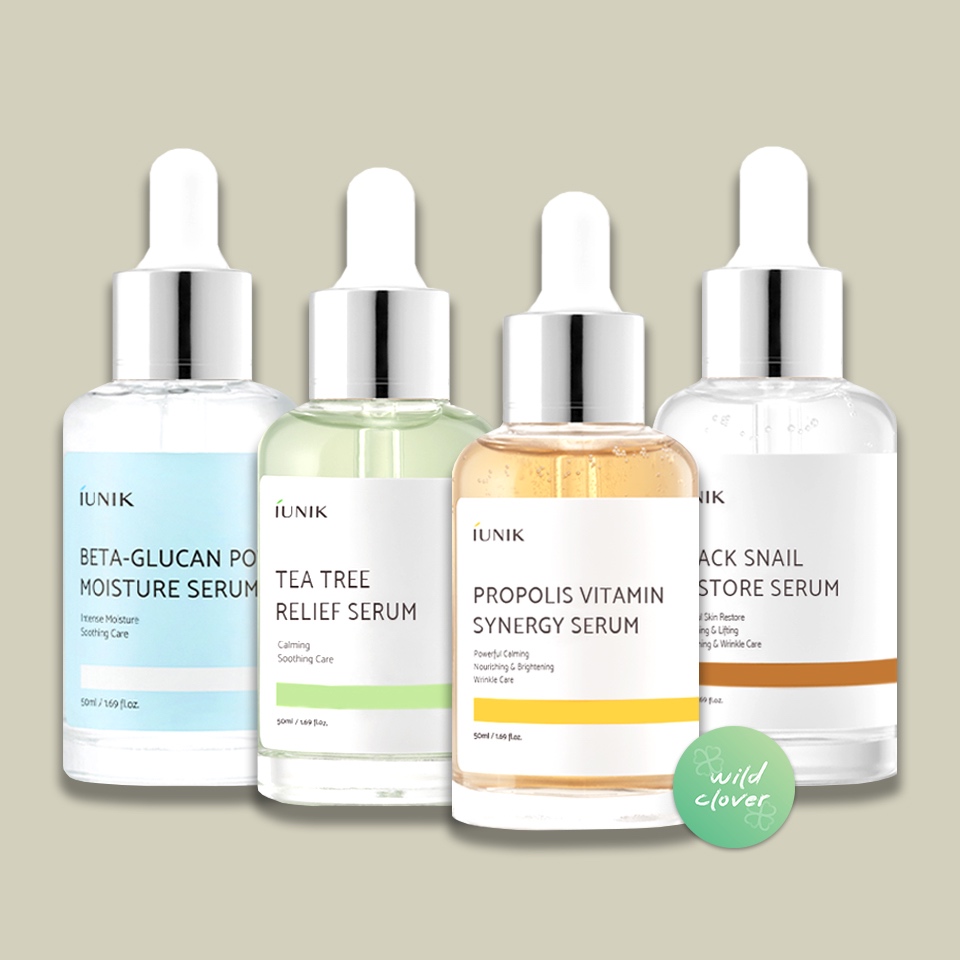 🍀 IUNIK : แท้พร้อมส่ง exp.2028 beta glucan serum, tea tree relief, propolis vitamin 50ml