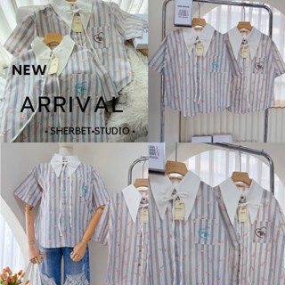 ป้าย Sherbet เสื้อผ้าฝ้ายแต่งปกแหลมปักดอกไม้เล็ก ๆ อก 44 นิ้…