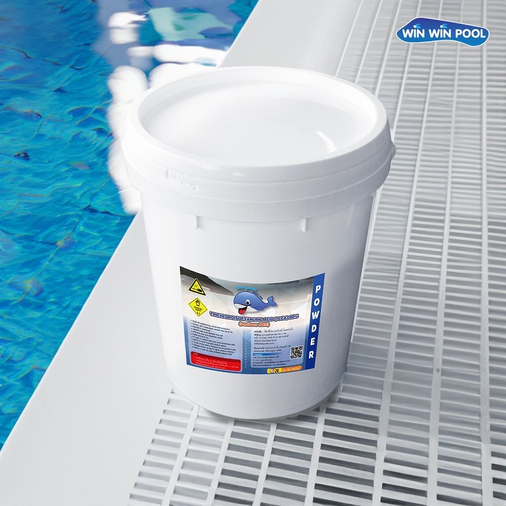 คลอรีนผง90%Whale pool 20kg สำหรับสระว่ายน้ำ ทำให้น้ำใสสะอาด ฆ่าเชื้อโรค แบคทีเรีย มีใบรับรอง MSDS
