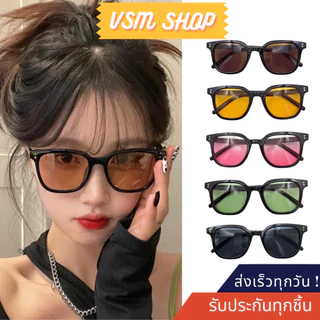 มีส่งด่วน แว่นตาแฟชั่น (G17) แว่นตากันแดดเลนส์สี สไตล์เกาหลียอดฮิต UV400 กรอบเหลี่ยมใส่ได้ทั้งผู้ชายและผู้หญิง