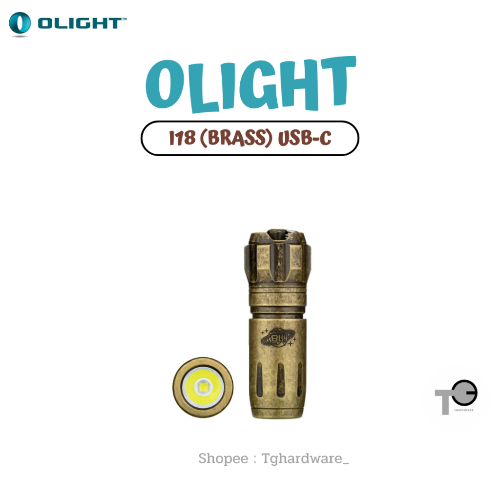 Olight i18 (Brass) ไฟฉายพวงกุญแจพกพาแบบชาร์จ USB-C