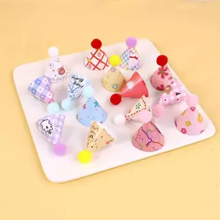 หมวกจิ๋วแต่งเค้กวันเกิด หมวกแต่งเค้กแฟนซี ชุด15ชิ้น (กล่องชมพู)