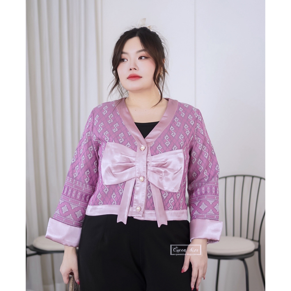 Mookda-เสื้อคลุมผ้าไทยไซส์ใหญ่สำหรับคนอ้วน มีไซส์อก 42 44 46 และ 48 นิ้ว - รูปที่ 5