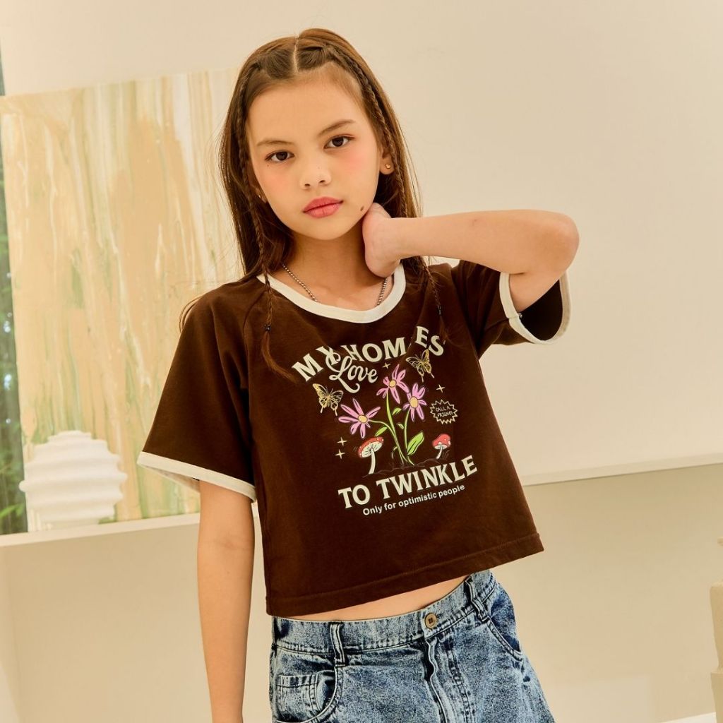 e'clat เสื้อเด็กโต เสื้อยืดเด็กผู้หญิง พรีทีน 6-12 ปี สกรีนลาย เนื้อผ้ายืด ผ้าเจอร์ซี่100%cotton 5025