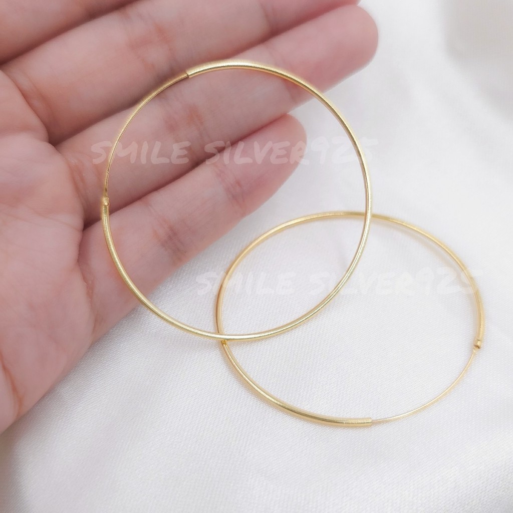 ต่างหูเงินแท้92.5%ชุบทอง18k/ชุบทองคำขาว ลายห่วงหลอด ขนาด50mm.