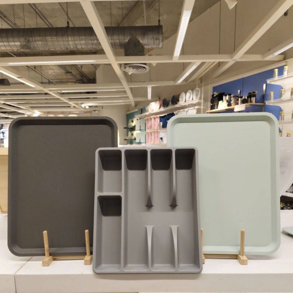 IKEA,แท้,ถาดอิเกีย,อีเกีย, ikea,ถาดเสิร์ฟ,ถาดพลาสติก 29x37 ซม.ที่วางแก้ว ที่ใส่ช้อนส้อม ที่เก็บช้อนส้อม อุปกรณ์ในลิ้นชัก