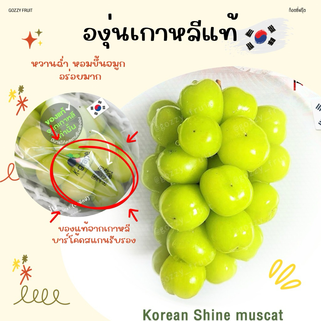 องุ่นเกาหลีแท้ Shine muscat องุ่นเกาหลี shine muscatเกาหลี