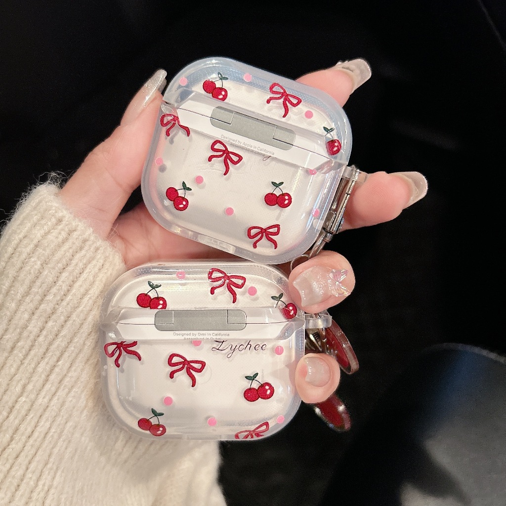 ส่งจากไทย เคสแอร์พอต ลาย เชอรี่โบว์ เคสหูฟัง สำหรับรุ่น Airpods 1/2 pro pro2 gen gen2 gen3 Airpods3 