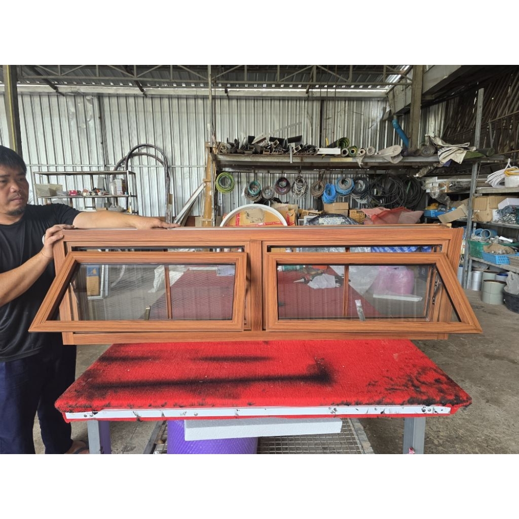 หน้าต่างบานกระทุ้งเปิดคู่ อลูมิเนียม50x160