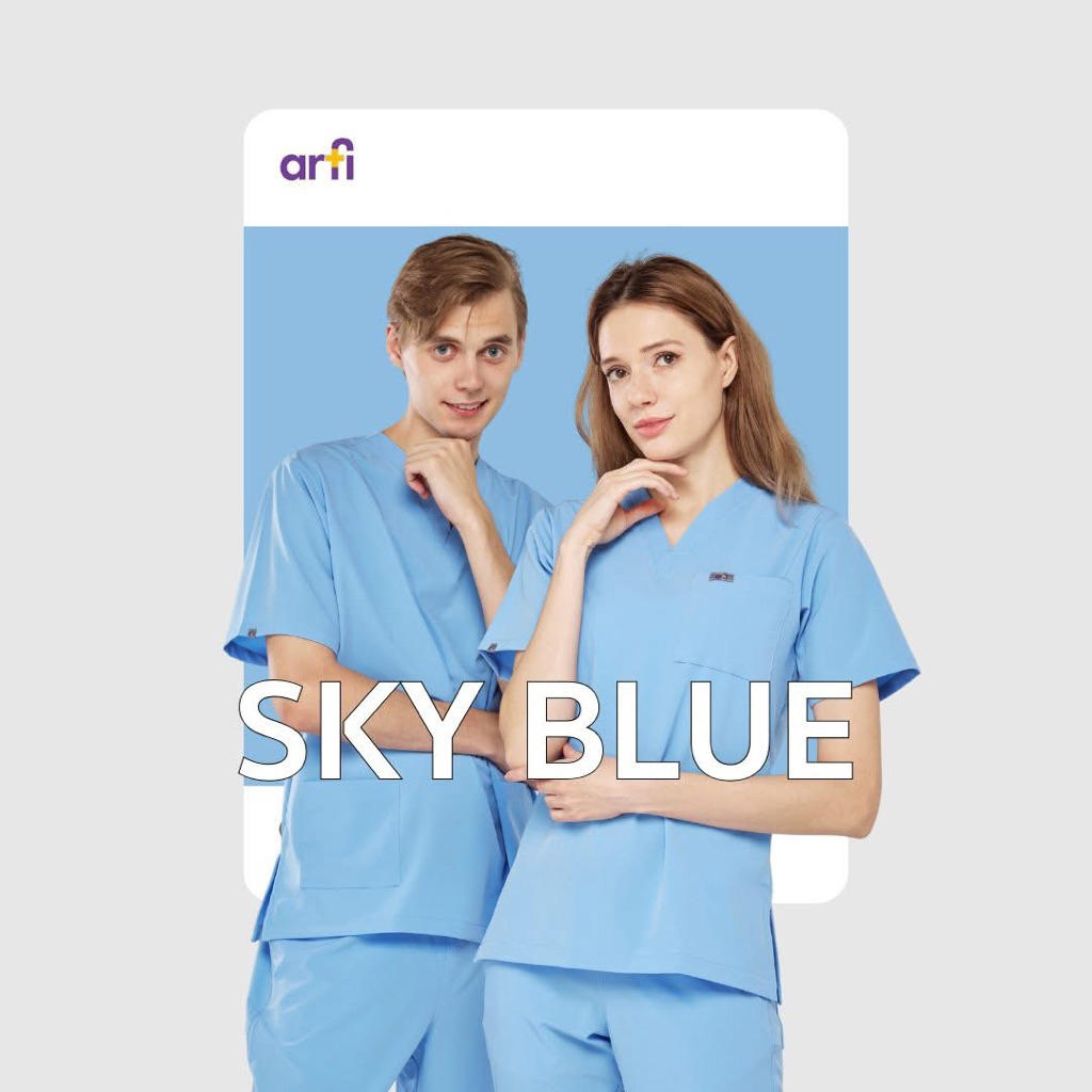 ชุดสครับคุณหมอ สีฟ้า Sky Blue Doctor Scrub - ARFI